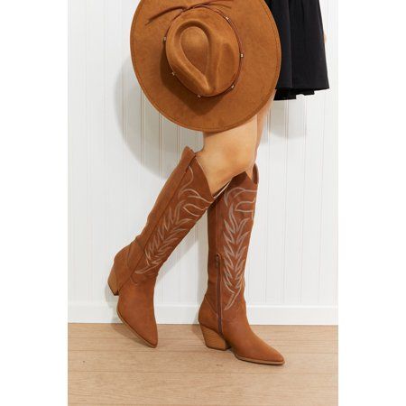 Qupid Cheyenne Nights Embroidered Knee High Cowboy Boots | Walmart (US)