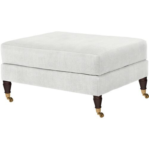 Isadora Performance Linen Ottoman, Snow Linen | One Kings Lane