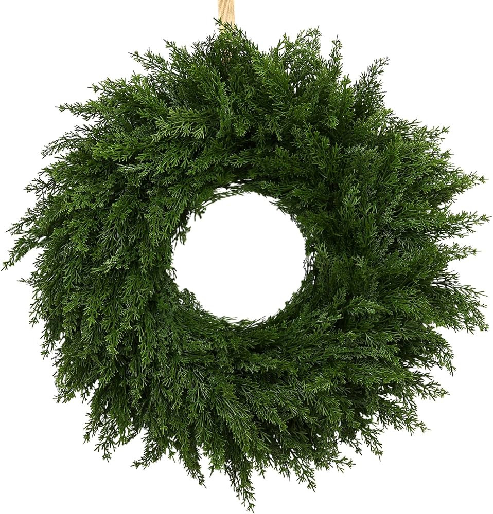 24 Inch Norfolk Pine Christmas Wreath – Artificial Greenery Wreath for Front Door, Wall, Window... | Amazon (US)