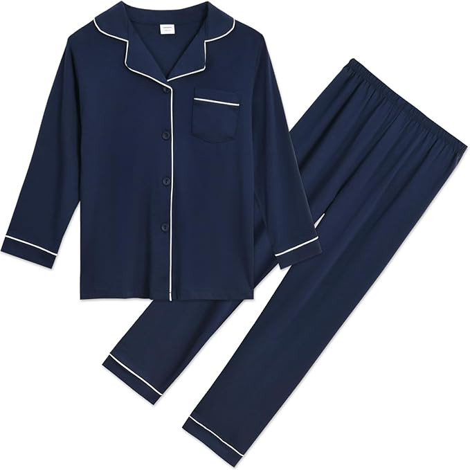 Aablexema Unisex Kids Pajamas Set Button-Down Long Sleeve Cotton Sleepwear Lounge Set for 5-13 Ye... | Amazon (US)