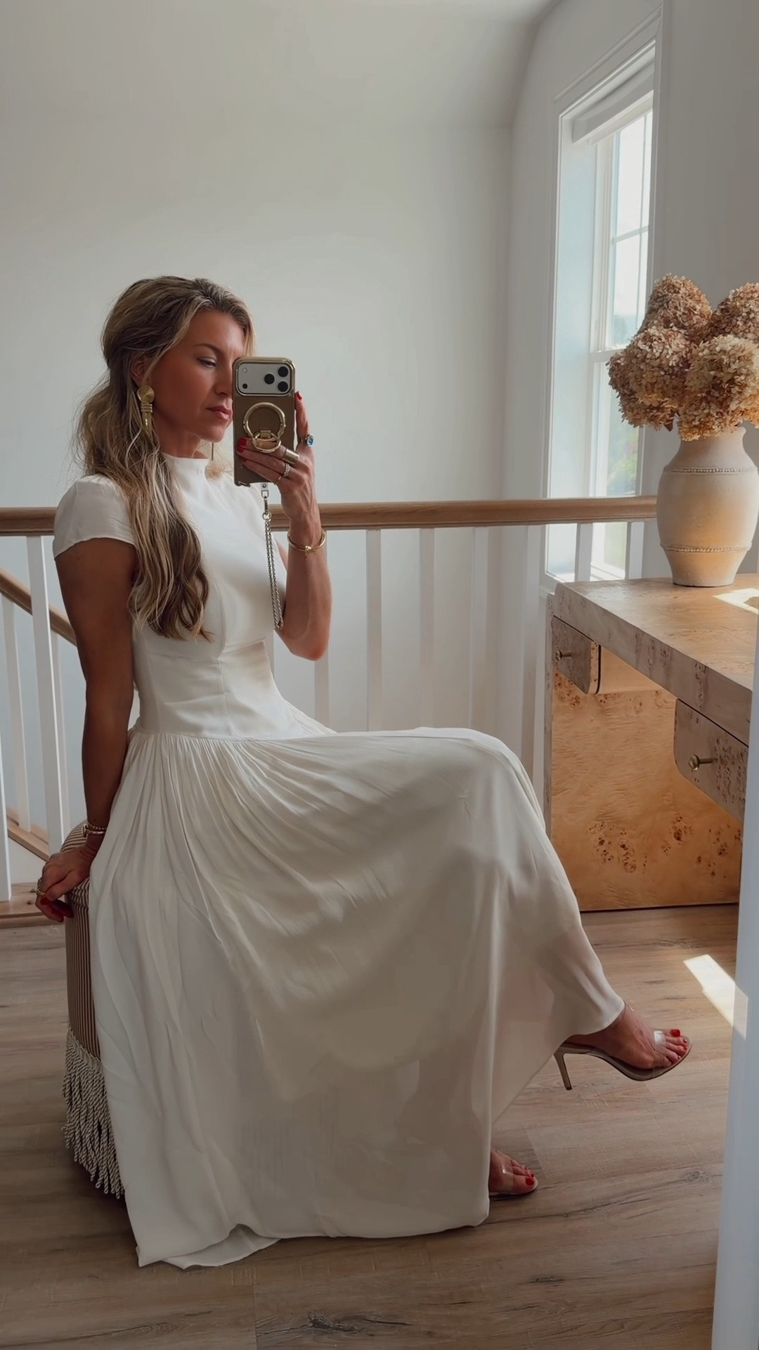 The most perfect cream dress. Runs TTS, wearing a 2

Invisible heels: TTS

Gold tassel earrings.

#LTKgrwm #LTKootd #LTKWedding
