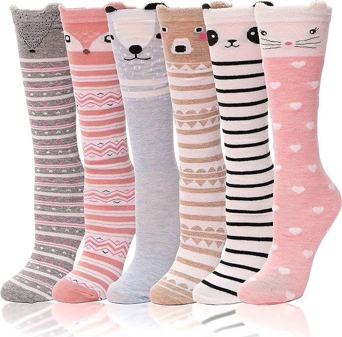 ANTSANG Kids Girls Knee High Socks Long Boot Crazy Silly Fun Gift Cute Tall Animal Socks for Chil... | Amazon (US)