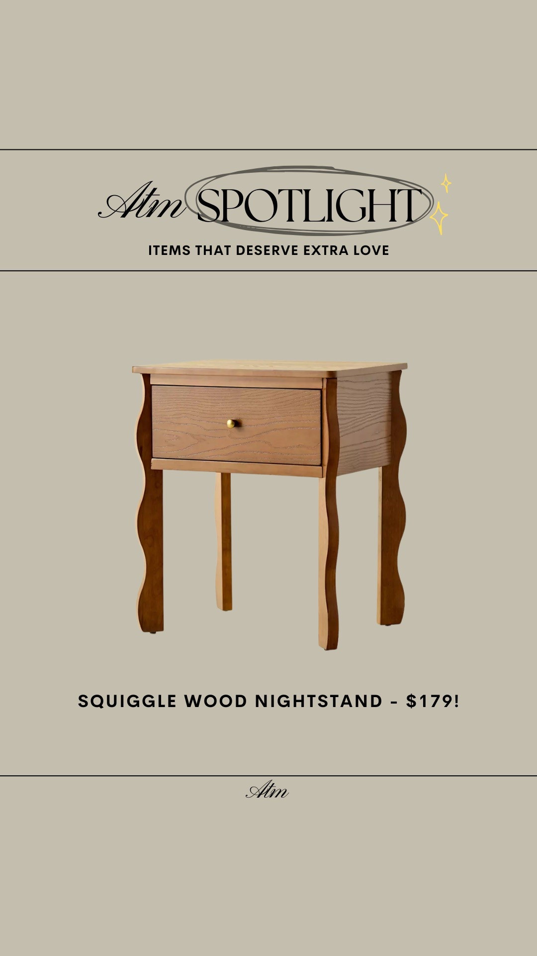 ATM Spotlight - Squiggle Wood Nightstand // only $179!

nightstand, affordable nightstand, wood nightstand, budget friendly home 

#LTKHome #LTKStyleTip