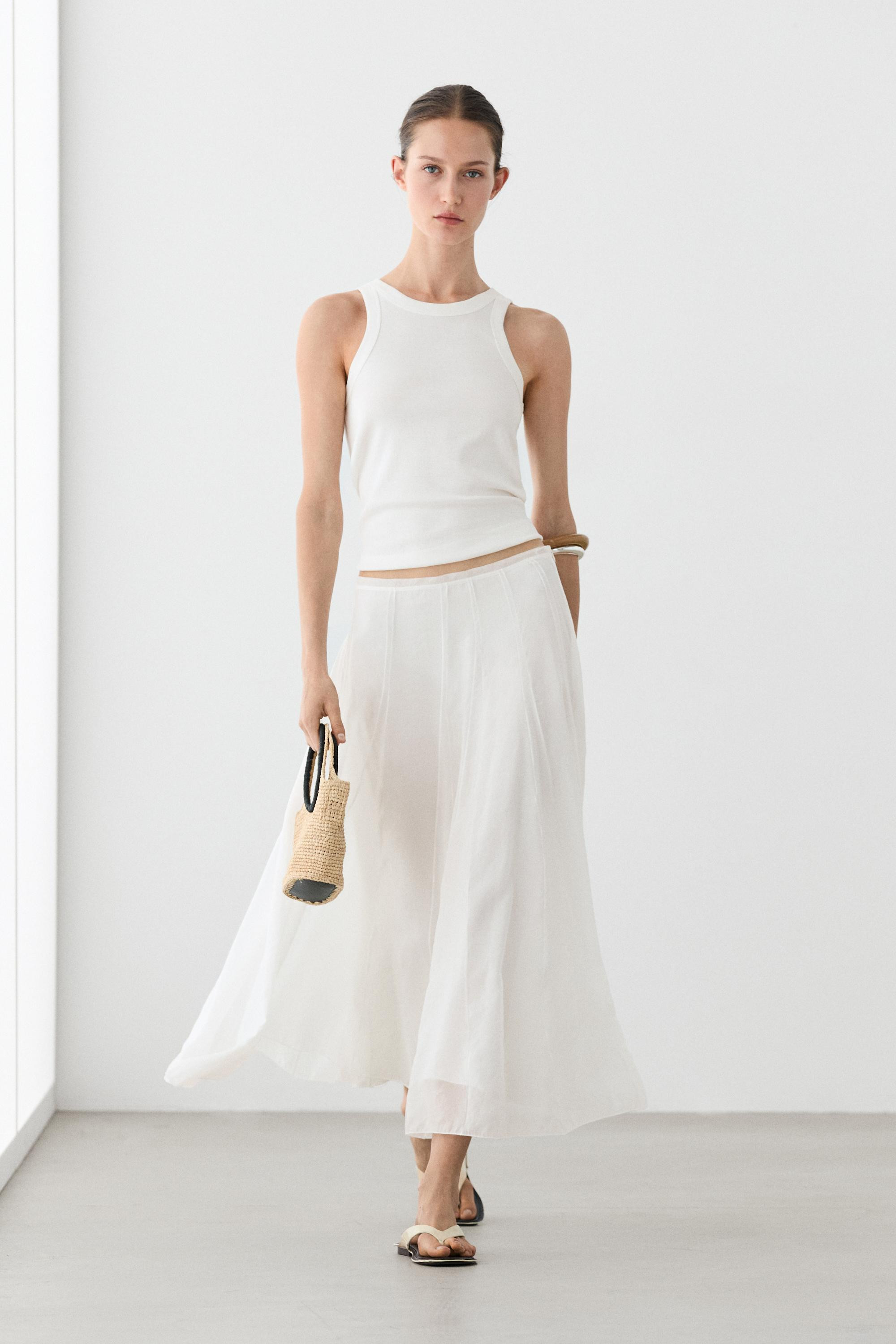 Flowy flared midi skirt | Massimo Dutti UK