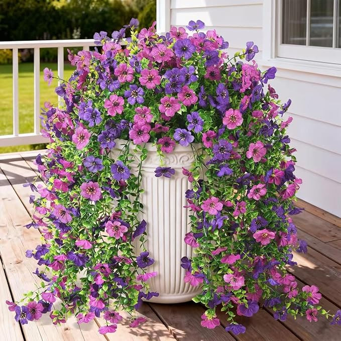Artificial Hanging Flowers for Outdoors, 2 Pcs Fake Hanging Plants Spring Summer Decor, UV Resist... | Amazon (US)