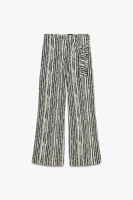 STRIPED WIDE-LEG PAREO TROUSERS | Zara Canada