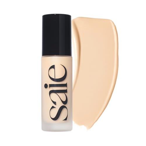 Saie Glowy Super Skin Tint Liquid Foundation - Weightless + Dewy Foundation with Lightweight Medium Coverage - Hydrating Face Makeup + Skin Care Serum Hybrid with Hyaluronic Acid - Shade 4 (1.01 oz) | Amazon (US)