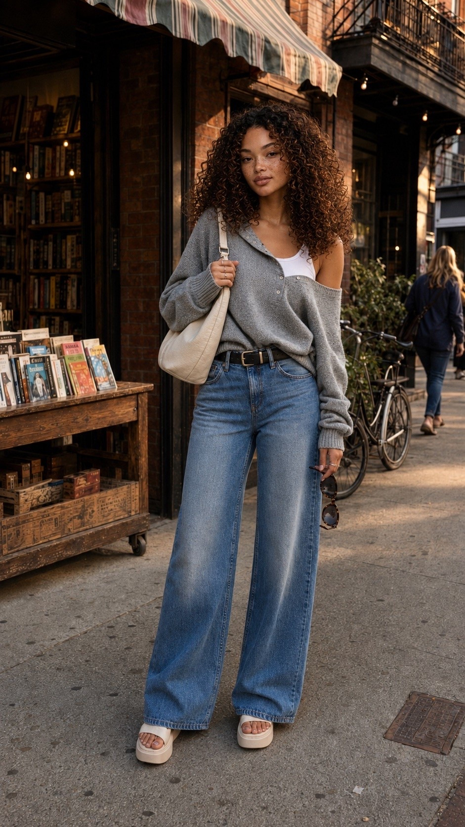 The “I’m ready for fall but the weather absolutely is not” outfit. 😂🍂🩶 I’m easing into the season with wide-leg denim, a white tank + an oversized cardigan I can throw on or take off depending on how disrespectful the temperature gets.

Also a VERY good weekend to shop denim 👀 Abercrombie has 25–50% off jeans + free standard shipping when your online order includes jeans through 8/10. And Anthropologie has an extra 50% off Sale & Final Sale through 8/9!

Linked my outfit + similar pieces to recreate it. 🤍 Wearing size S + size 8 shoes.

#LTKdayinmylife #LTKSeasonal #LTKootd