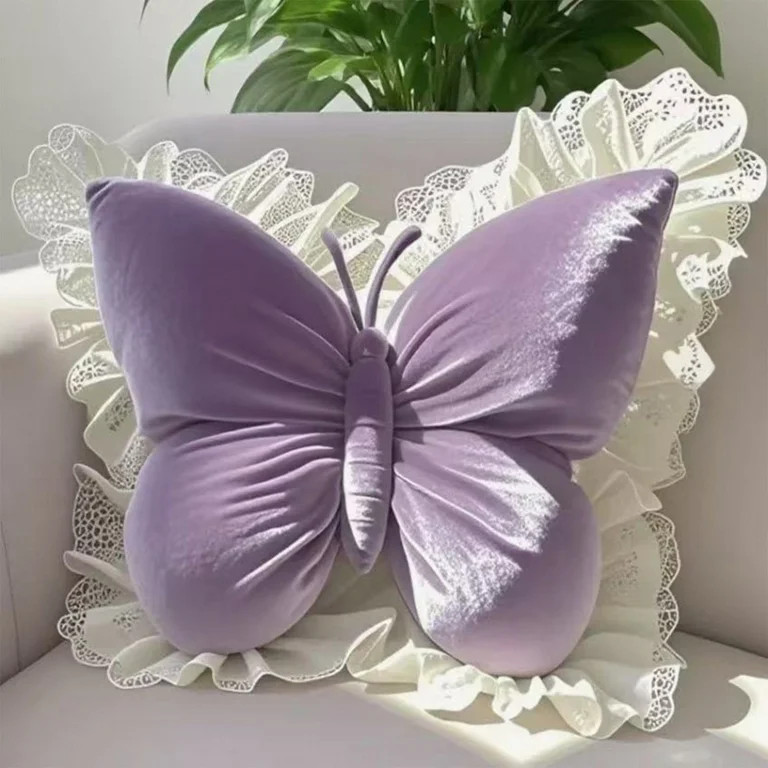 Uuiauoio Butterfly Throw Pillow, Butterfly Shaped Decorative Pillow for Sofa Couch Bed, Plush Vel... | Walmart (US)