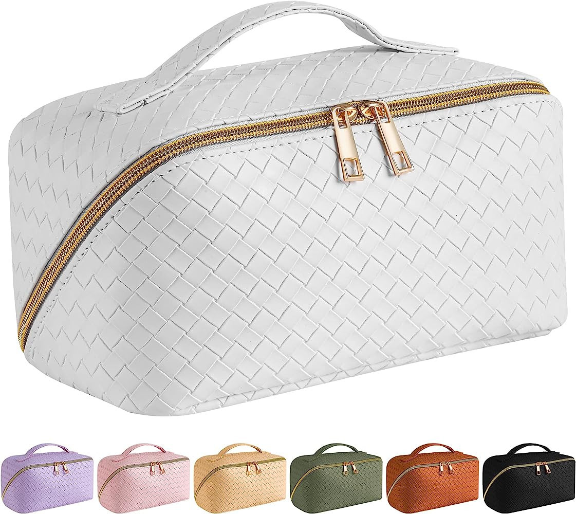 SFXULIX Large Capacity Travel Cosmetic Bag - Makeup Bag, PU Leather Waterproof Cosmetic Bag, Wome... | Amazon (US)