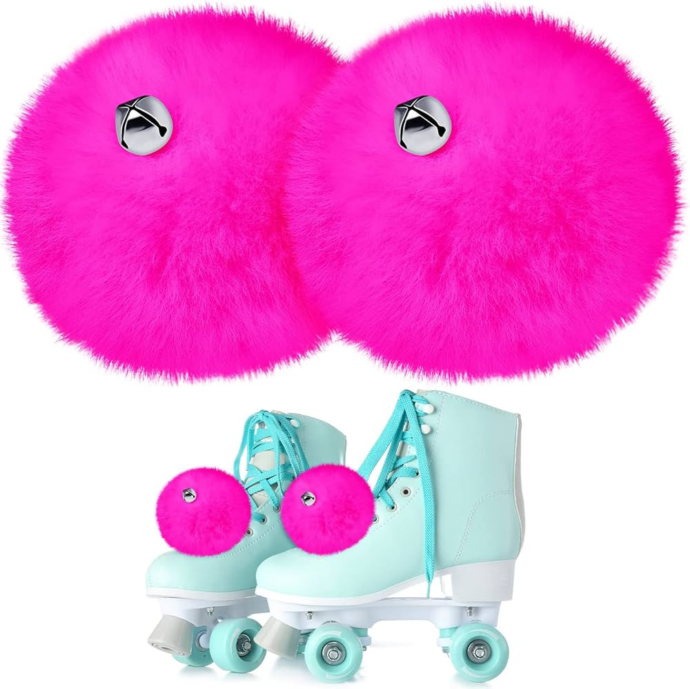 Sumind 2 Pieces Roller Skate Pom Poms with Bells for Women Girls Princess Fluffy Tie-on Roller Sk... | Amazon (US)
