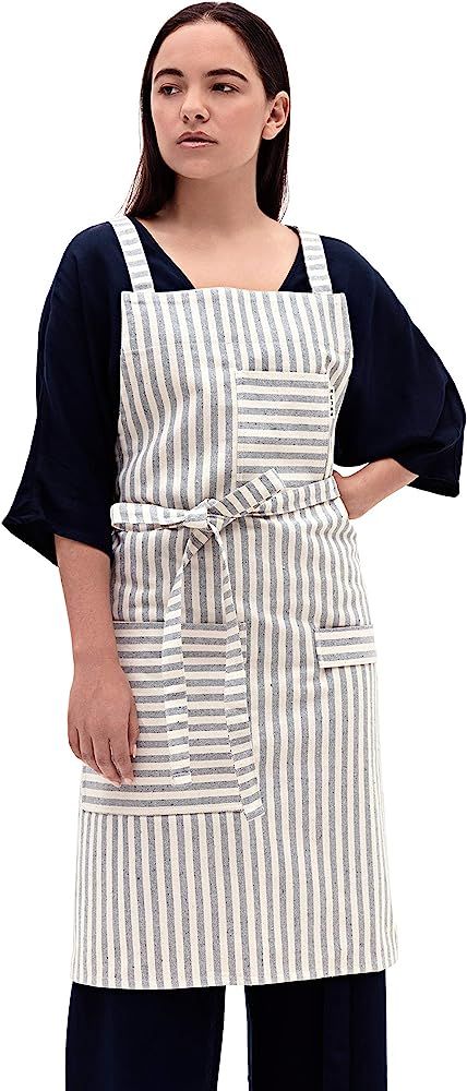 MEEMA Cross Back Chef Apron for Women and Men | Eco Friendly Upcycled Denim Apron | Durable Fabri... | Amazon (US)