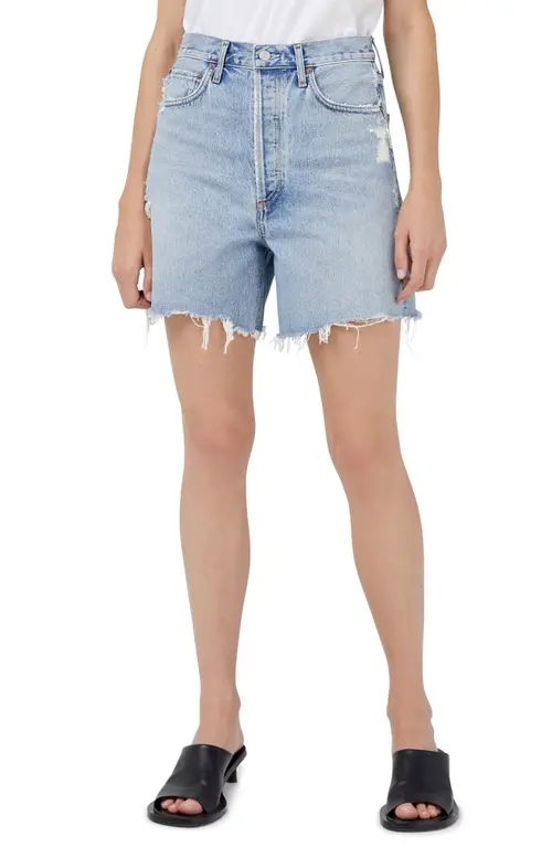AGOLDE Stella High Waist Organic Cotton Cutoff Denim Shorts in Ritual at Nordstrom, Size 32 | Nordstrom