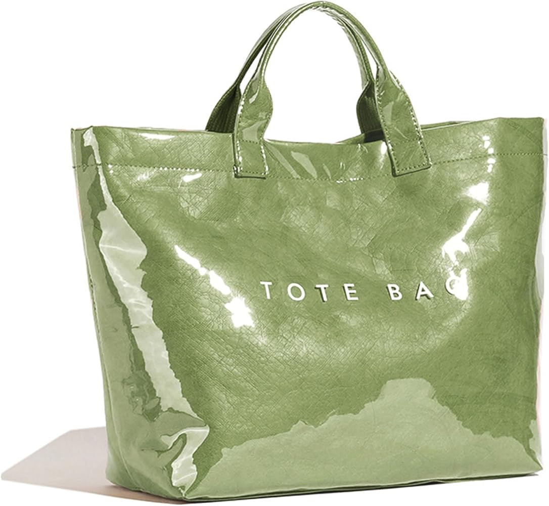 PVC Tote Bag for Women Plastic Tote Bag Letters Print Handbag Hobo Bags for Work Shopping Gift | Amazon (US)