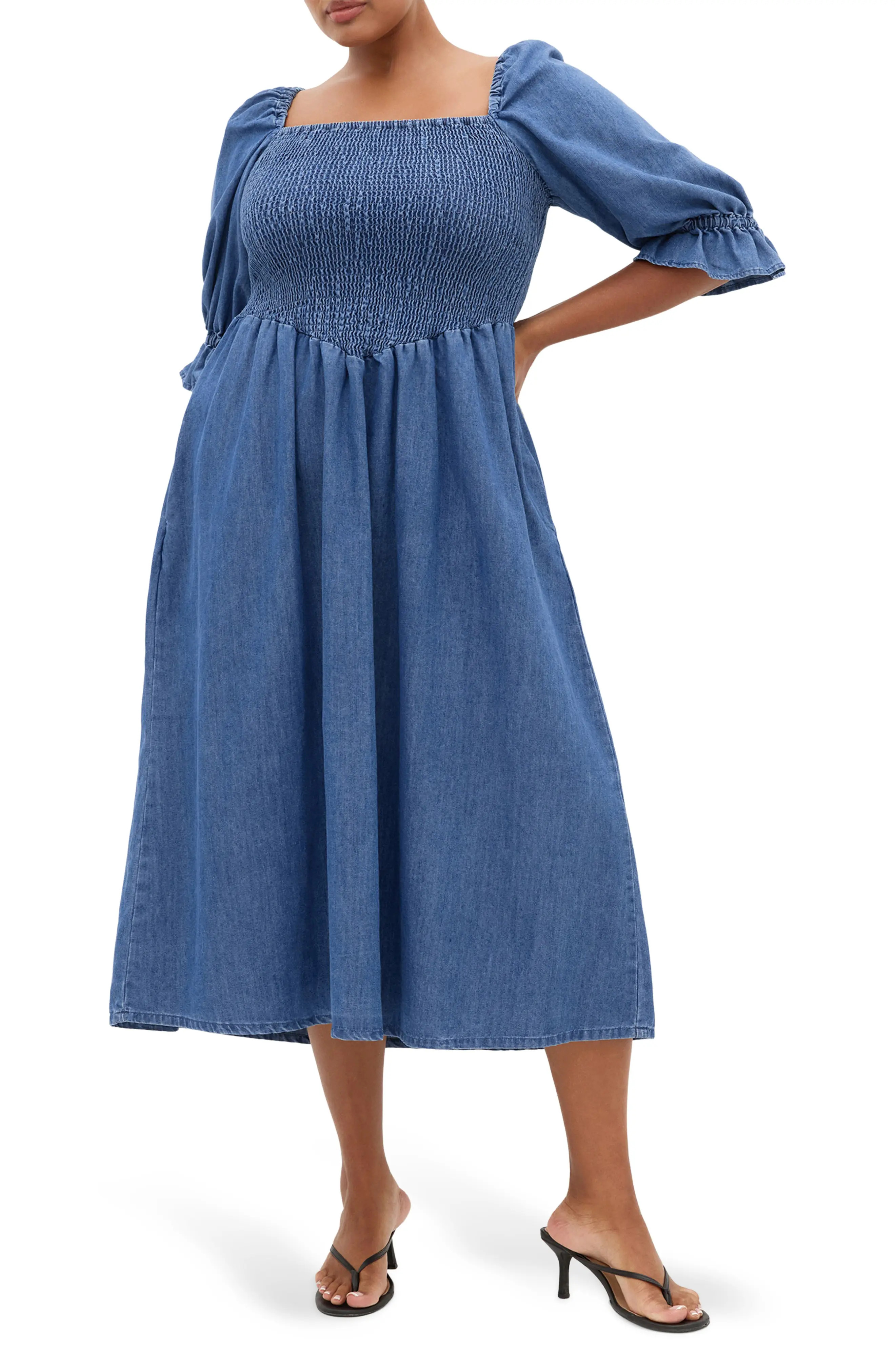 City Chic Kaitlyn Smocked Denim Dress (Women) | Nordstrom | Nordstrom