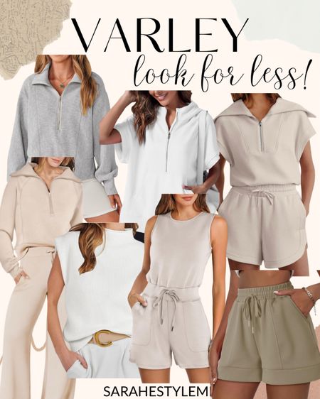 VARLEY inspired look for less ✨ from Amazon 

For more faves & master list, head to my Amazon storefront Amazon.com/shop/sarahestyleme

Lapel collar
Two piece set
Neutrals
Short sleeve sweatshirts 
Quarter zip
Half zip 
Designer inspired 