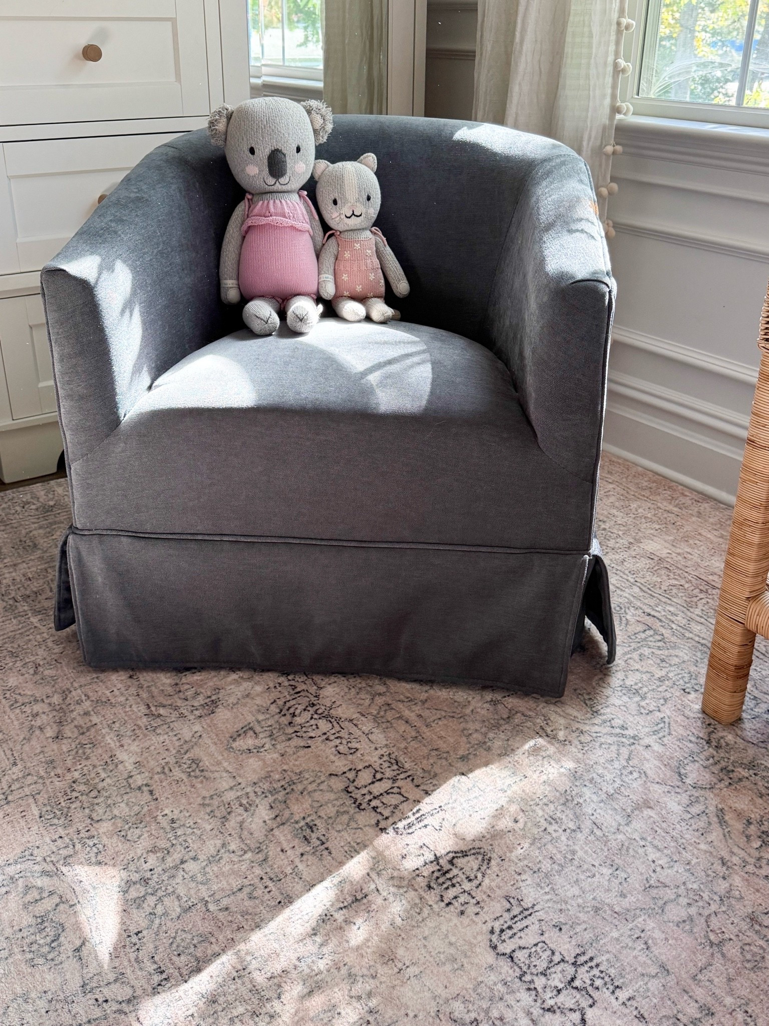 This little reading chair is the sweetest addition to a kids’ room. I love the soft gray/blue fabric and classic shape, and it creates a cozy spot that feels playful now but can easily grow with them.

kids room chair, kids reading nook, children’s bedroom decor, cozy kids space, playroom furniture, upholstered accent chair, kids room inspiration, neutral kids decor, reading corner ideas, timeless kids furniture, family friendly home, girlonthehudson