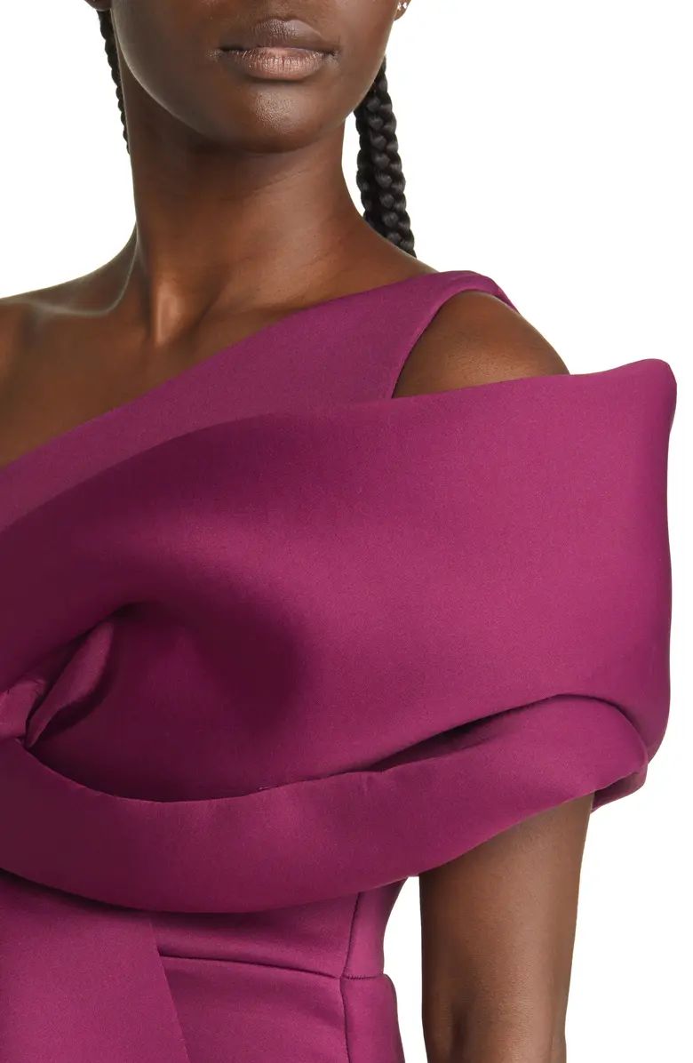 ASOS DESIGN Peekaboo Shoulder Gathered Midi Dress | Nordstrom | Nordstrom