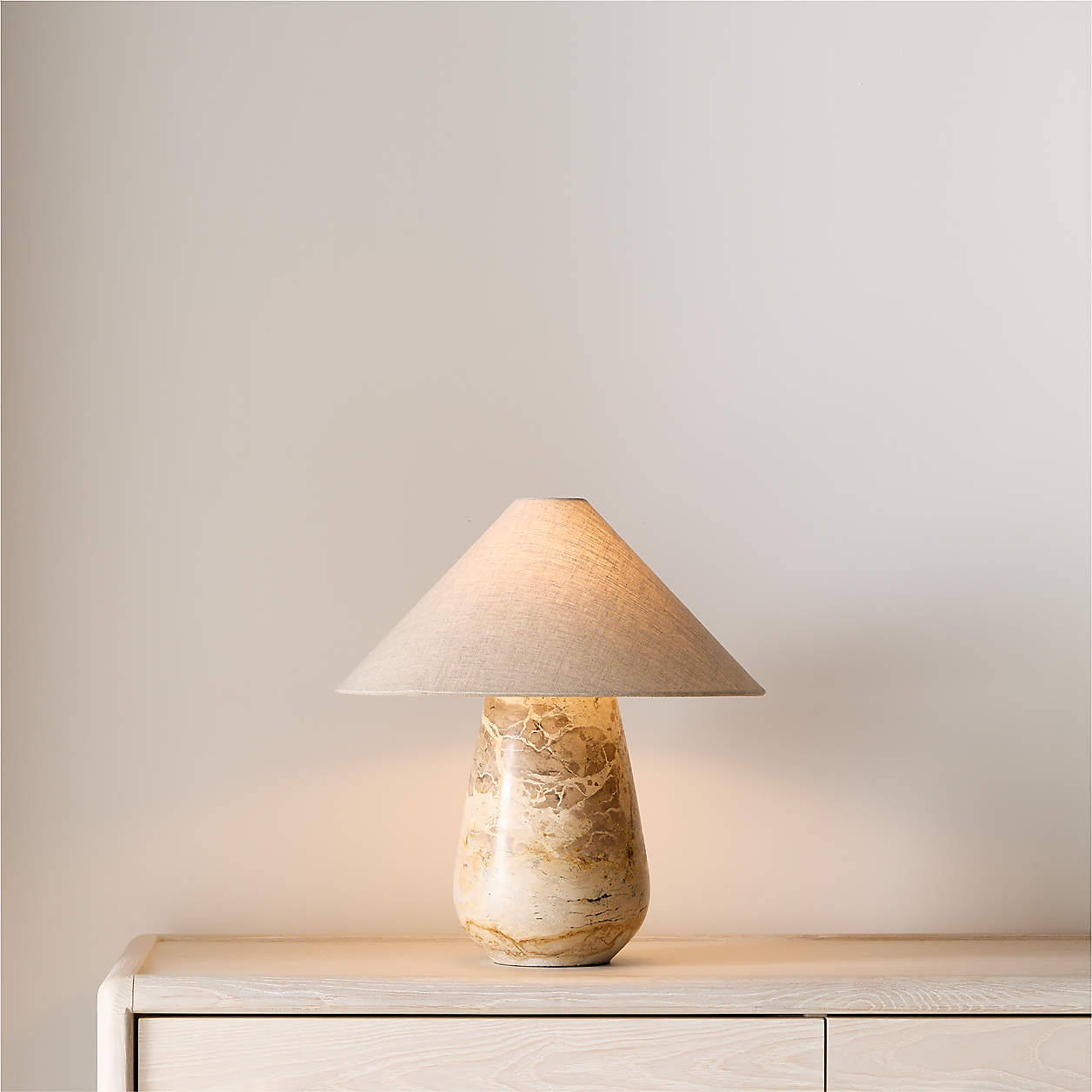 Millstone Bordeaux Marble Table Lamp with Fabric Shade 10.5" | Crate & Barrel | Crate & Barrel