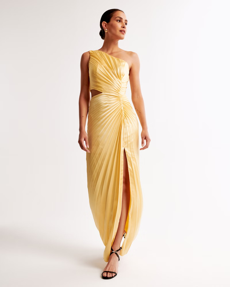 Women's The A&F Giselle Pleated One-Shoulder Cutout Maxi Dress | Women's New Arrivals | Abercromb... | Abercrombie & Fitch (US)