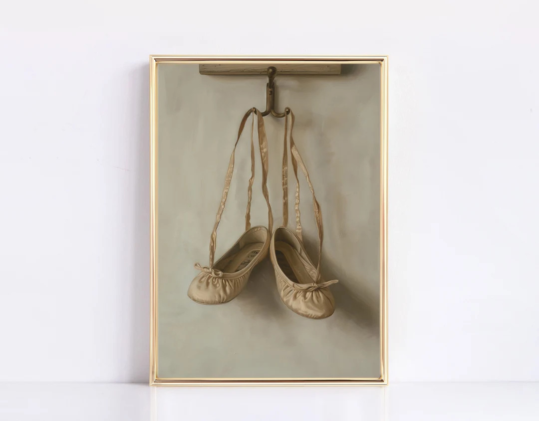 Ballet Shoes Print Vintage Muted Tone Painting Digital Print Neutral Vintage Girl Nursery Vintage... | Etsy (US)