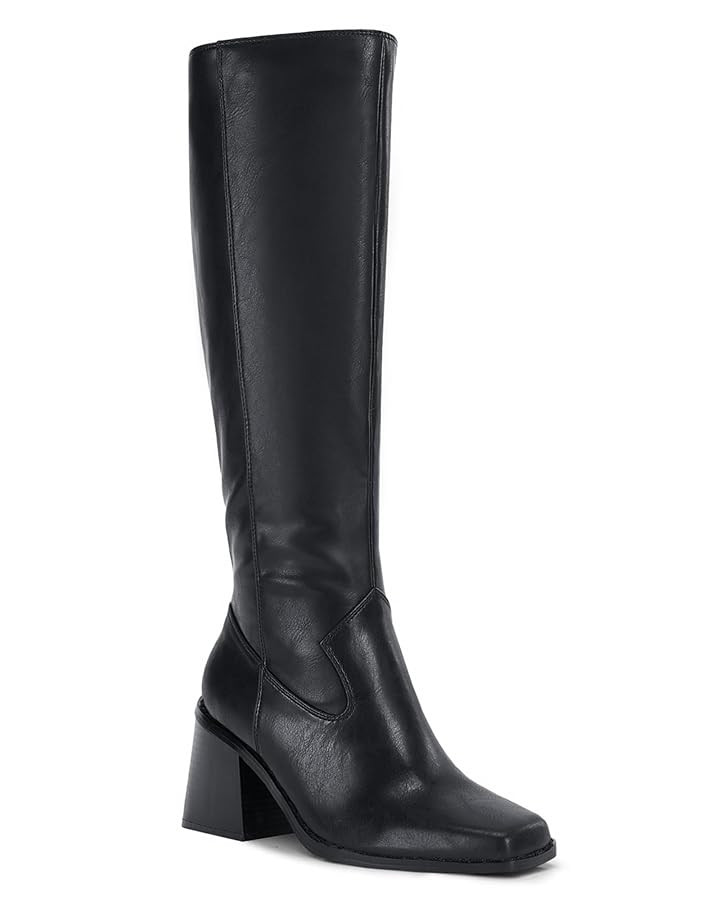 Coutgo Women's Knee High Boots Wide Calf Square Toe Chunky Heeled Pull-on Boot | Amazon (US)