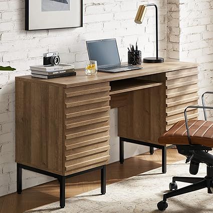 mopio Norwin Executive Desk, Modern Industrial Farmhouse Desks for Home Office, with Sturdy Metal... | Amazon (US)