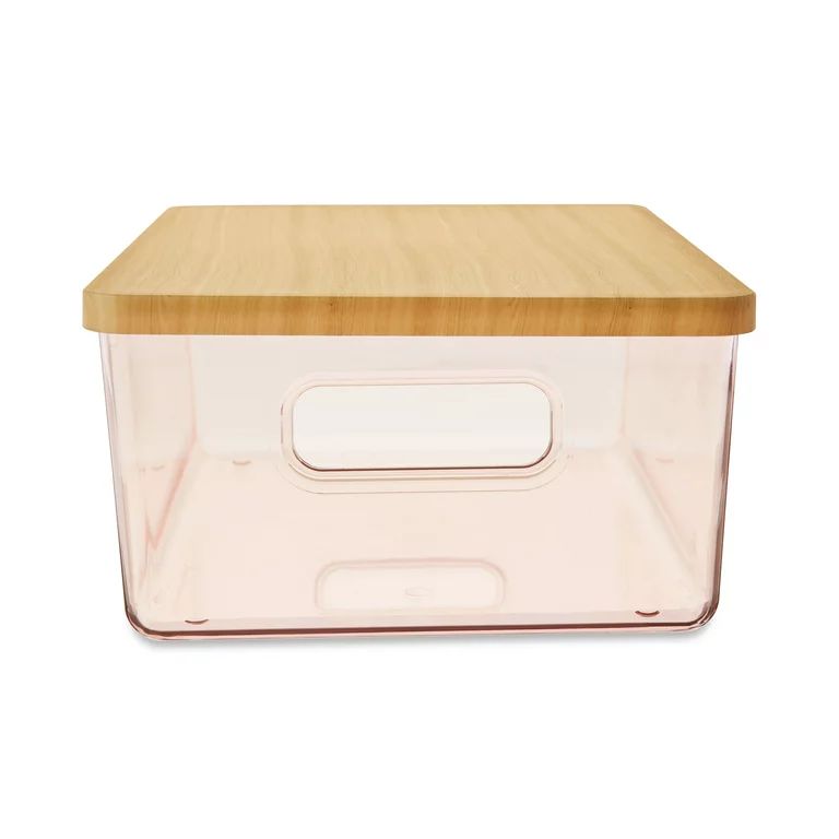 Pen+Gear Organizational Storage Box with Woodgrain Pattern Lid, Blush Pink | Walmart (US)
