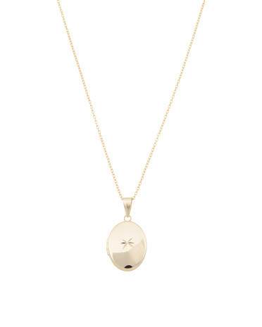 14kt Gold Plated Sterling Silver Polished Oval Locket Necklace | TJ Maxx