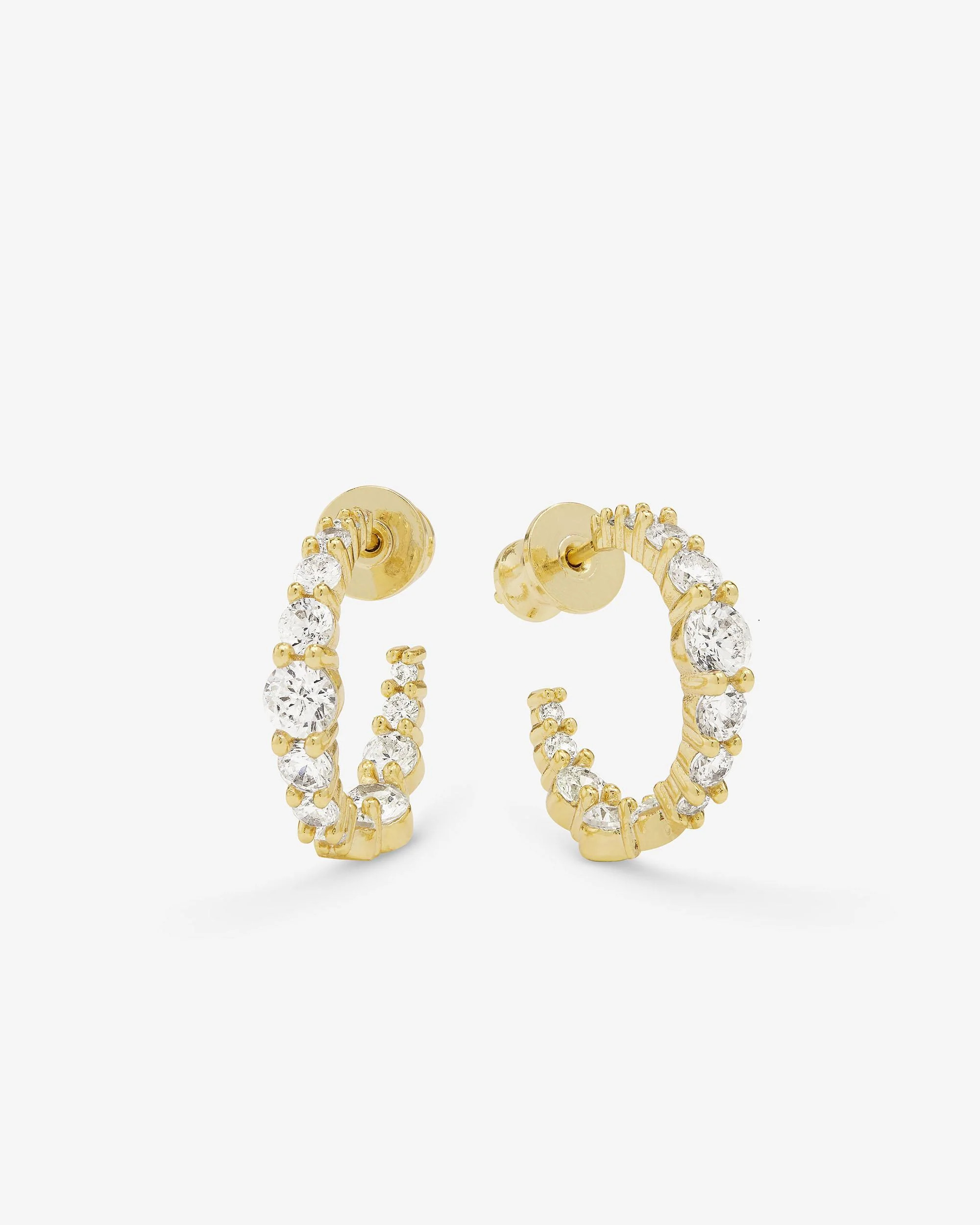 "Oh She Fancy" Graduated Hoops .75" - Gold|White Diamondettes | Melinda Maria Jewelry