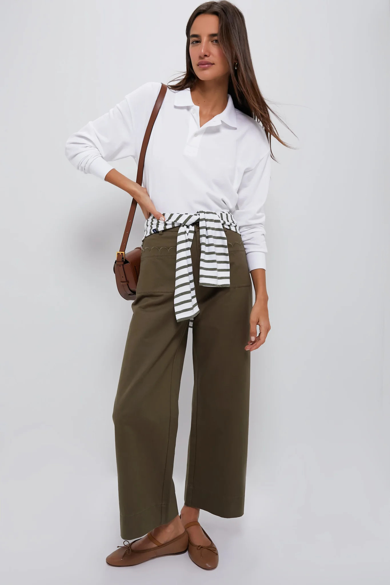 White Long Sleeve Pique Holmes Boyfriend Polo | Tuckernuck (US)