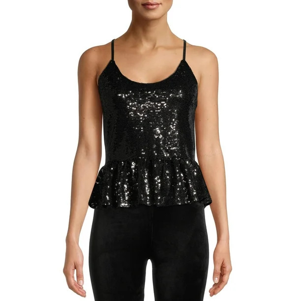 No Boundaries Juniors' Peplum Sequin Cami | Walmart (US)
