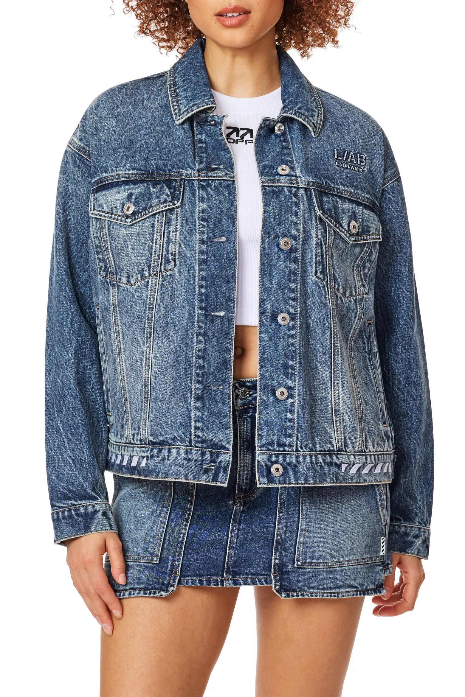 L/AB C/O OFF-WHITE Relaxed Denim Jacket (Women) | Nordstrom | Nordstrom