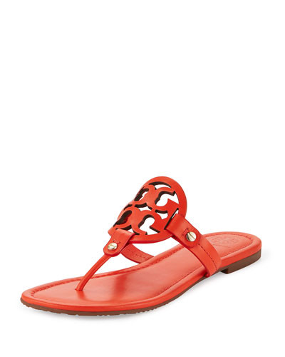 Miller Leather Logo Sandal, Poppy Red | Neiman Marcus