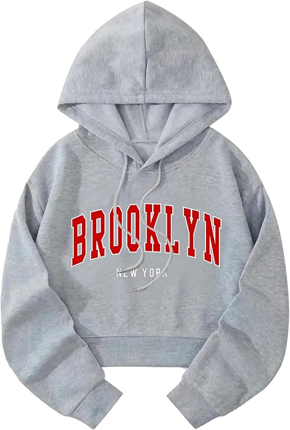 Hilinker Womens Graphic Long Sleeve Cropped Hoodies Drawstring Hooded Sweatshirt | Amazon (US)