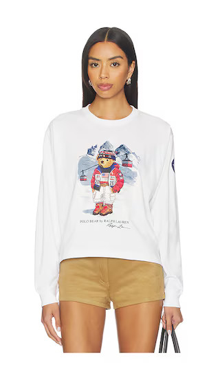 Cotton Jersey Crewneck Long Sleeve T-shirt in White | Revolve Clothing (Global)