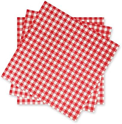 Disposable Red and White Gingham Paper Napkins (Pack of 50) | Amazon (US)