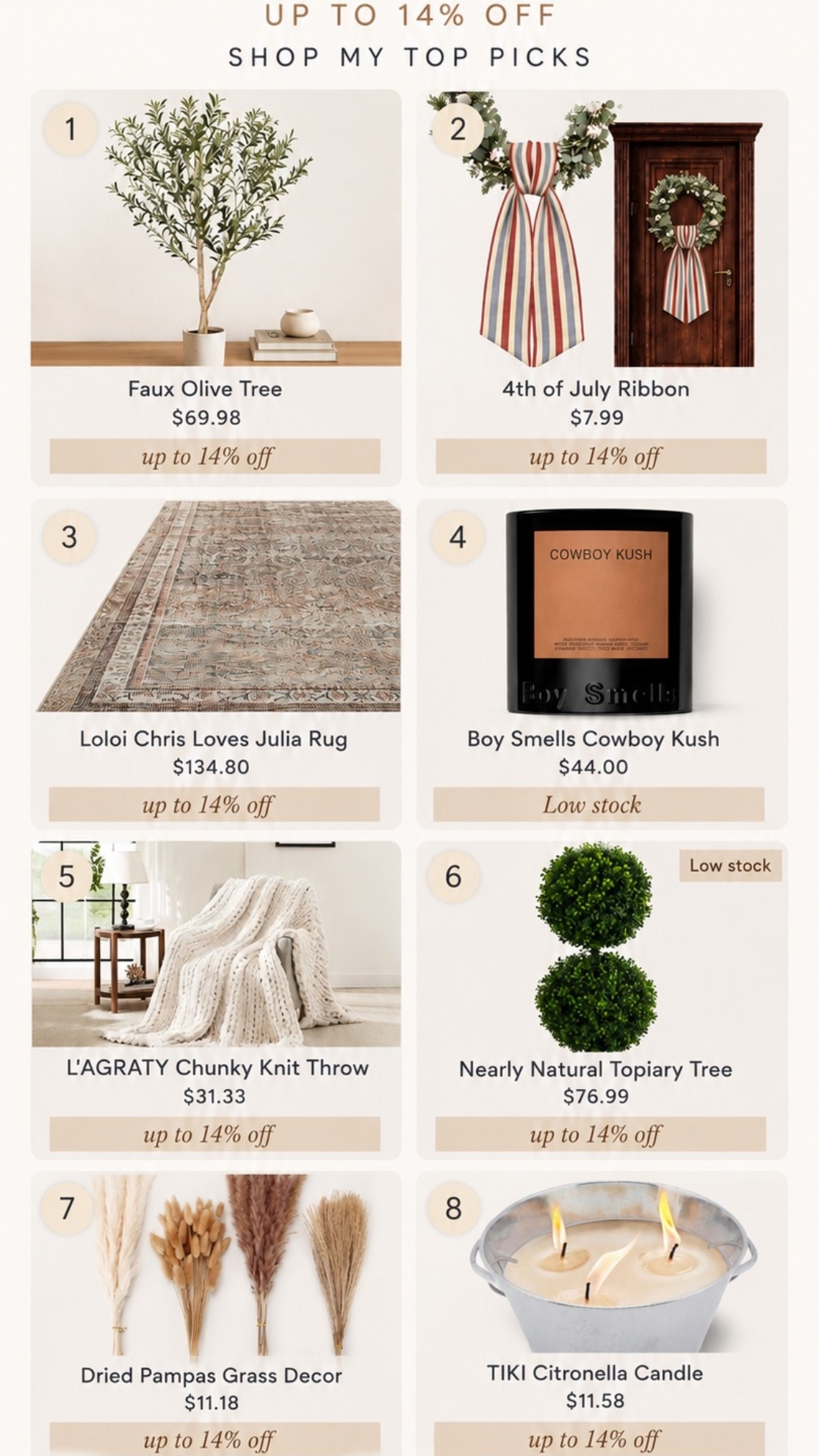 Amazon Prime Day Home Deals

The Prime Day deals worth adding to cart! From designer-inspired rugs and faux olive trees to cozy throws, topiary trees, candles, and home decor favorites, these are the finds I’m shopping before they sell out. Prime Day is the perfect time to grab those items you’ve had saved for months at a better price.

#AmazonPrimeDay #PrimeDayDeals #AmazonHome #HomeDecorFinds #DesignerLookForLess #NeutralHomeDecor #LTKHome #AmazonFavorites

#LTKSaleAlert #LTKHome