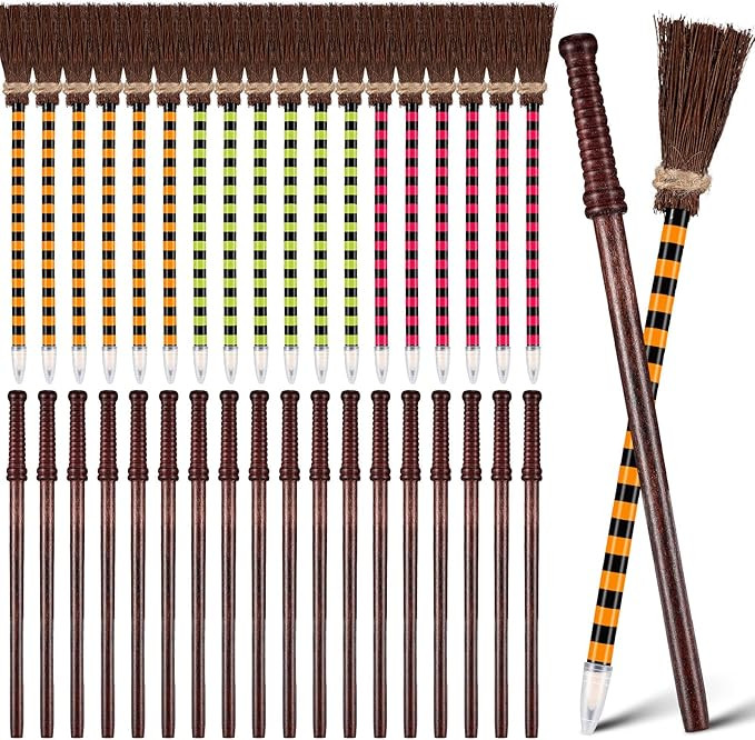 Wand Pencils Set Halloween Witch Broom Pencils Wizard Party Favors Halloween Theme Birthday Goody... | Amazon (US)