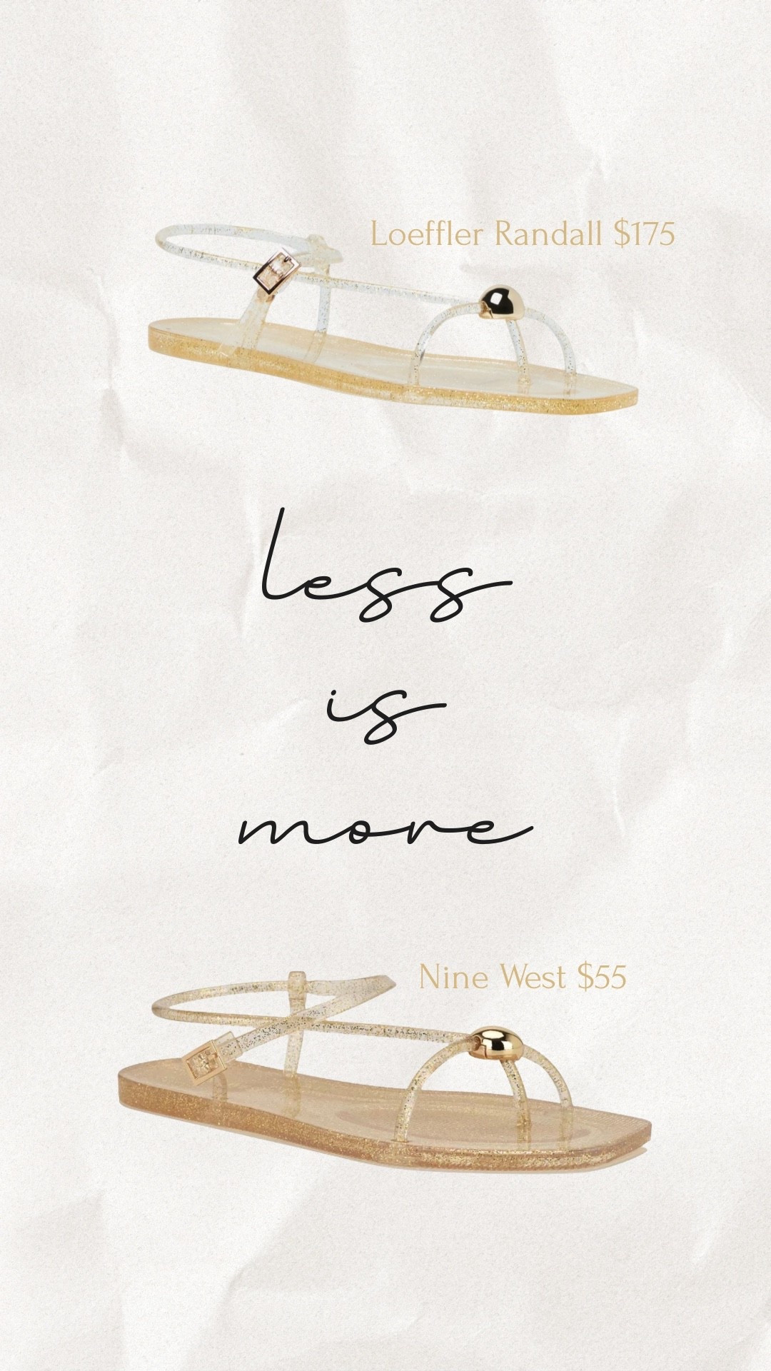 Designer look for less 👡
The Loeffler Randall sandal ($175) vs this Nine West version ($55) — nearly identical but way more budget-friendly. I linked both so you can choose your fave!

Amie Pagan, look for less, jelly sandals, beach sandals 

#LTKootd