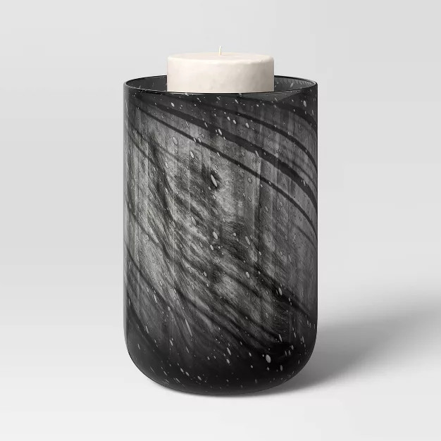 Large Marble Glass Hurricane Black - Threshold™ | Target