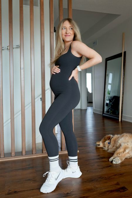 Skims maternity jumpsuit - WOWOWOW so comfy! No more dealing with leggings, riding down or workout tops riding up. So comfy and has built-in bra. Support will be living in this for the next three months! 

#LTKbump
