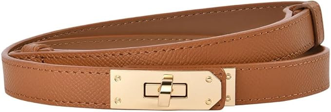 flintronic Women Skinny Leather Belt, Adjustable Fashion Dress Belt, Slim Thin Waist Belt Classic... | Amazon (UK)