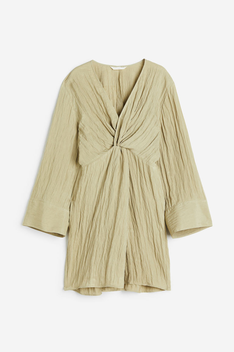 H & M - Textured-weave Knot-detail Dress - Green | H&M (US + CA)