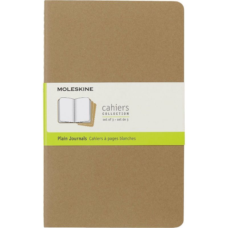Moleskine Cahier Journals, No Rule, 3pk, 80 sheets per Notebook, 5.25" x 8.25" - Brown | Target
