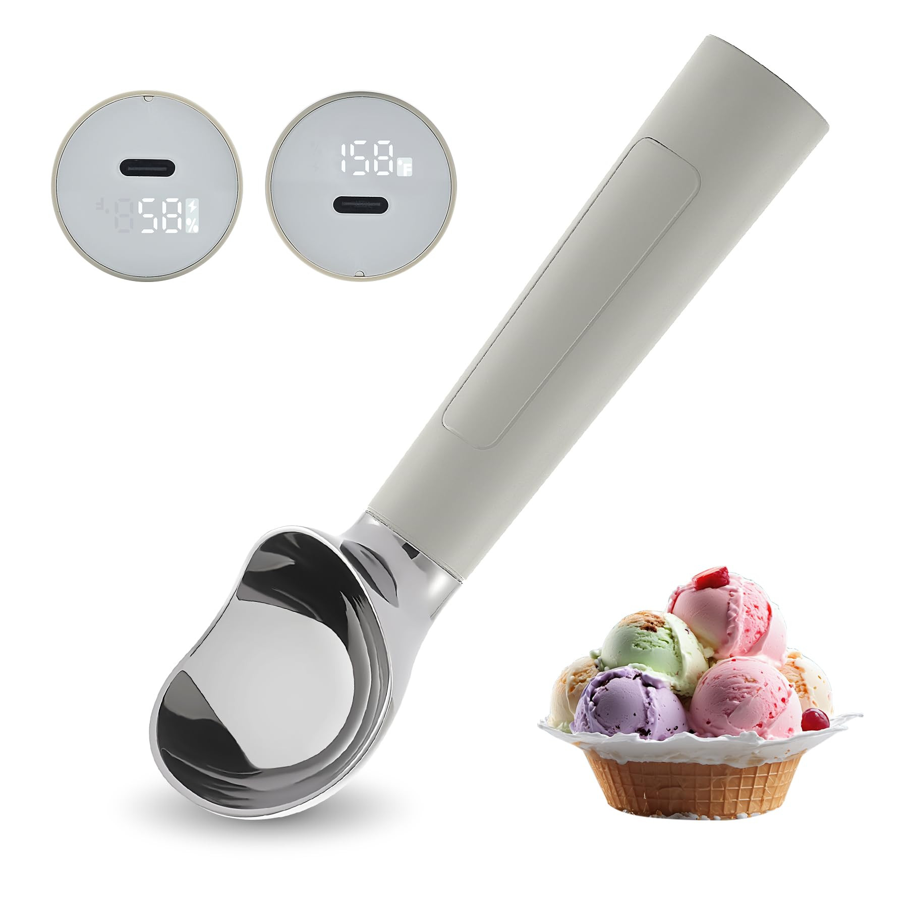Heated Ice Cream Scoop Rechargeable, Electric Warming Ice Cream Scooper with LED Display, Heats t... | Amazon (US)
