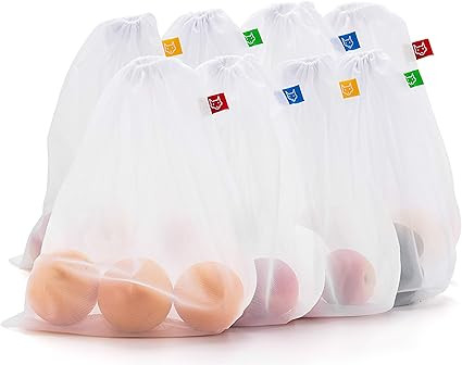 Reusable Produce Bags by Utilifox, Eco Friendly Mesh Bags For Fruit Vegetable, Set of 8, Large, 1... | Amazon (US)