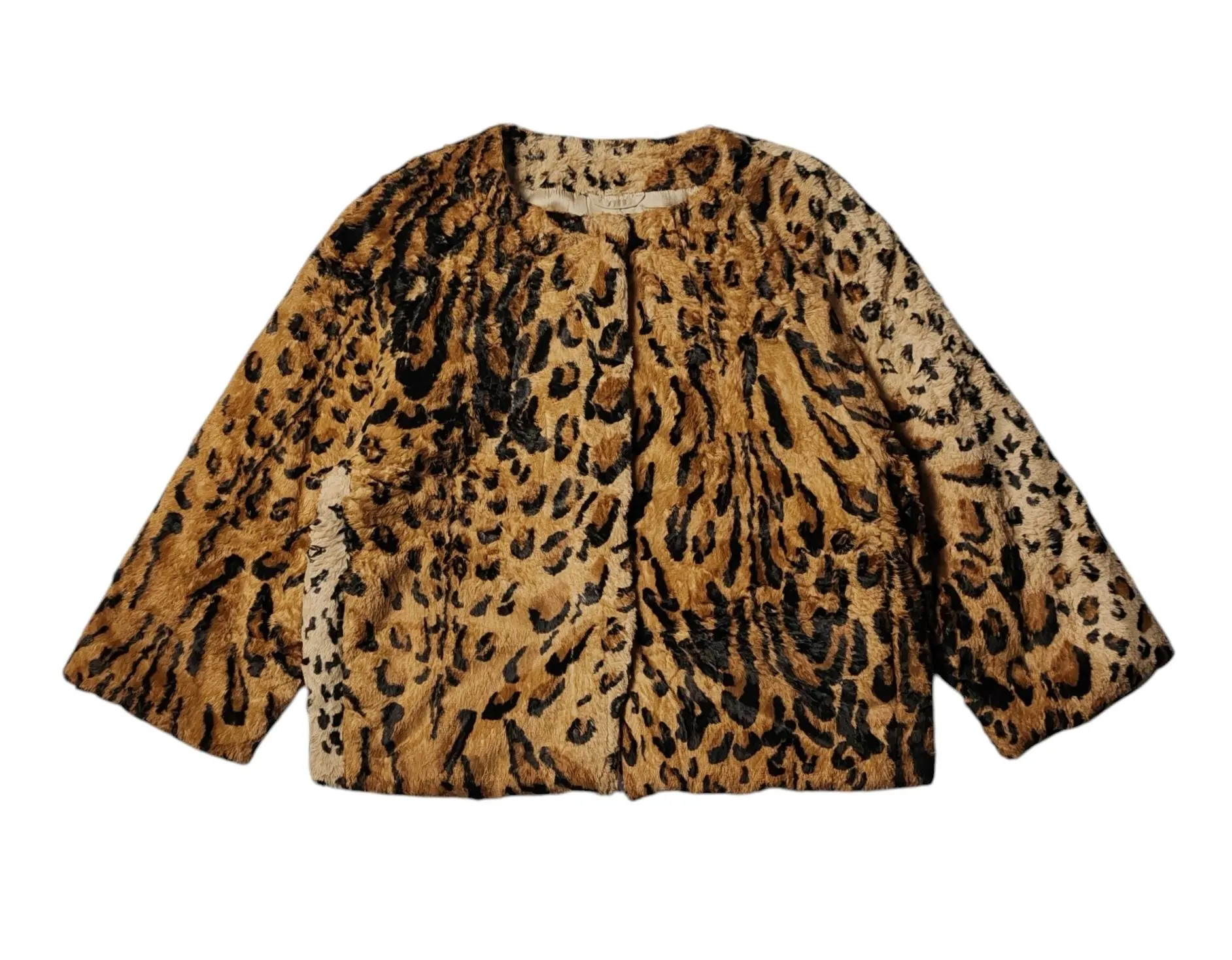 BENETTON Womens Jacket size Medium Stile United Colors Of Benetton Animal Leopard Print Faux Fur Jacket | Etsy (Global)