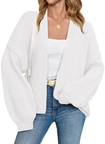 Saodimallsu Womens Open Front Cardigans Long Lantern Sleeve Oversized Chunky Knit Casual Fall Swe... | Amazon (US)