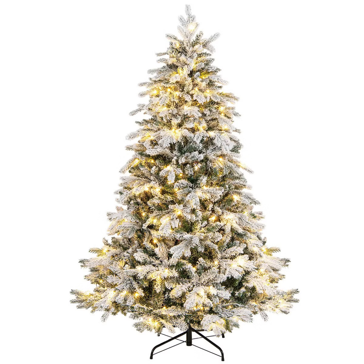 Costway 6 FT Pre-Lit Flocked Christmas Tree Hinged w/ 260 LED Lights & 1415 Branch Tips | Target